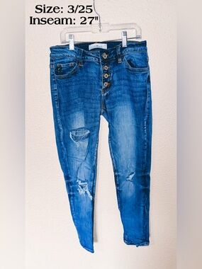 KanCan Blue Distressed High-Rise Skinny Jeans